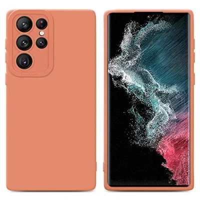 Afbeelding van Cadorabo Hoesje geschikt voor Samsung Galaxy S22 ULTRA in Fluid LICHT ORANJE Beschermhoes gemaakt van flexibel TPU silicone Cover Case