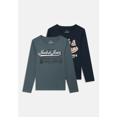 Afbeelding van Jack &amp; Jones Junior Jjelogo 2 PACK Longsleeve voor kinderen, Maat: 128, Stormy weather/sky captain