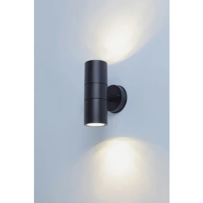 Afbeelding van Wandlamp Up &amp; Down, Rond, 2 x GU10 Fitting, Spatdicht IP44, Zwart