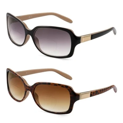 Afbeelding van JM Lunettes de Lecture Classiques Soleil Dégradées élégantes Carrées Lecteurs pour Femmes +1.5 Noir + Tortue, Tortue