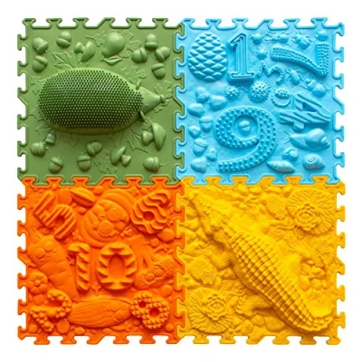 Afbeelding van ORTO NATURE Massagepuzzel Vloermatten Orthopedische Spelmat voor Kinderen, Zintuiglijk spel, Interlocking Vloertegels, Kinderspeelmatten, Spelmatset (bos onderwijs)