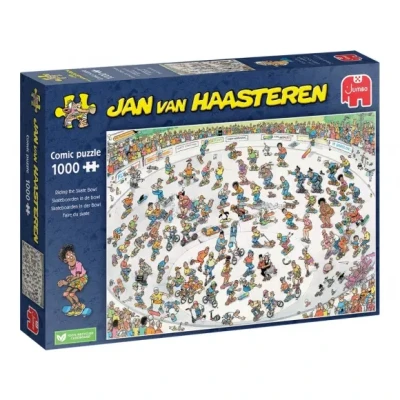 Afbeelding van Jan van Haasteren Skateboarden In De Bowl 1000 stukjes puzzel Legpuzzel
