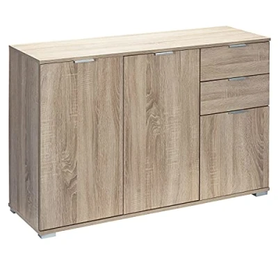 Afbeelding van Casaria Dressoir Alba 3 Deuren 2 Laden MDF 107x75x35 cm Eiken