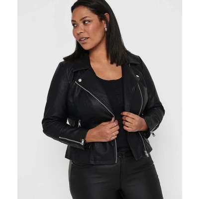 Afbeelding van ONLY Carmakoma NOS Caremmy Faux Biker Noos Damesjas, zwart.