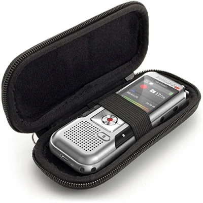 Afbeelding van igadgitz U6689 zwart EVA harde hoes met ritssluiting compatibel Philips digitale dicteerapparaat spraakrecorder
