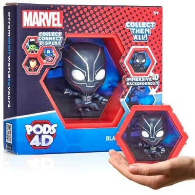 Afbeelding van Wow! PODS Marvel Black Panther 4D Uniek onderling verbonden bobelkopfiguur dat uit hun wereld in je muur of plank komt, speelgoed en geschenken