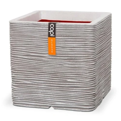 Afbeelding van Plantenbak Nature Rib vierkant 40x40 cm ivoorkleurig KOFI903