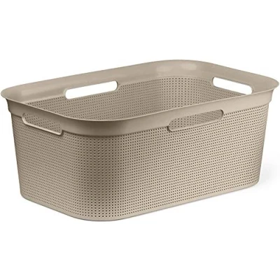 Afbeelding van Rotho Brisen Wasmand, 40 l, met 4 handgrepen, kunststof (PP), BPA vrij, CaPPuccino, 41 l (59,6 x 39,6 23,2 cm)