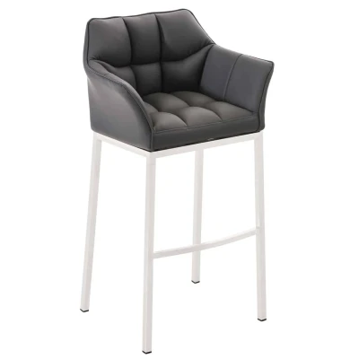 Afbeelding van Barkruk Sarpsborg Kunstleer met 4 poots Frame Wit Grijs