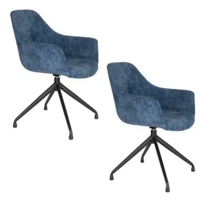 Afbeelding van Housecraft living Wiz Eetkamerstoelen Draaibaar Blauw Set van 2