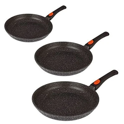 Afbeelding van Kamberg Afneembare handgreep, gegoten aluminium, steenachtige coating, voor alle warmtebronnen inclusief inductie, PFOA vrij, pannen 20/24/28 cm, 3 stuks