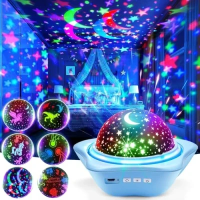 Afbeelding van nachtlampje voor kinderen, baby&#039;s, oplaadbaar, meerdere films, nachtlampje, projector, sterrenhemel, 12 kleuren, ster, projectie, Kawaii Deco, cadeau baby jongens en