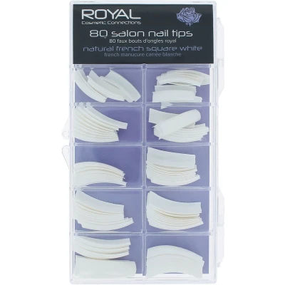 Afbeelding van Royal 80 Salon Nail Tips Natural French Square White