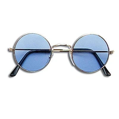 Afbeelding van Toppers Ronde John Lennon vorm verkleed bril blauw Sixties/hippie/flower power accessoire volwassenen