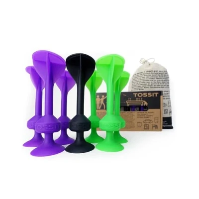Afbeelding van TOSSIT Zuignap dartset, petanque voor binnen en buiten, vloer muur, van sterke duurzame siliconen, 2 sets, paars/groen
