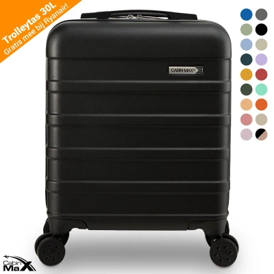 Afbeelding van CabinMax Handbagage Koffer Trolley 30L Harde Reiskoffer 45x36x20cm Lichtgewicht Groot Capaciteit Zwart