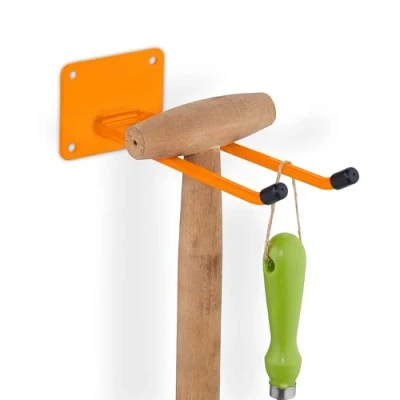 Afbeelding van Relaxdays ophangsysteem tuingereedschap bezemhouder max. 25 kg staal wandhaak