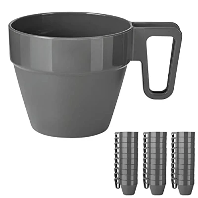 Afbeelding van Grizzly Set van 30 herbruikbare koffiekopjes antraciet kunststof, stapelbaar, vaatwasmachinebestendig, onbreekbaar, met handvat