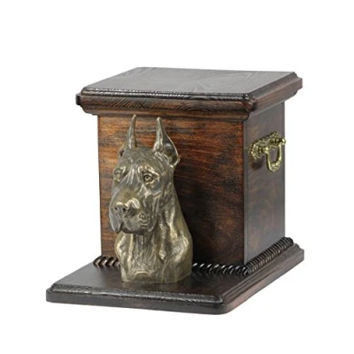 Afbeelding van Elegante urn hond voor hondenas met beeldje van een Deense Dog
