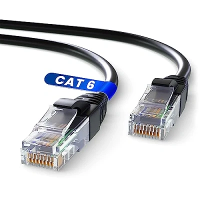 Afbeelding van Mr. Tronic 50m Netwerkkabel Ethernet CAT6, CCA, UTP RJ45 stekker Gigabit LAN High Speed Internet Pink Ideaal voor PC, Switch, Router, Modem, TV (50 meter, zwart)