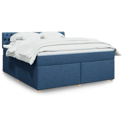 Afbeelding van vidaXL Boxspring met matras stof blauw 180x200 cm