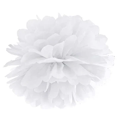 Afbeelding van PARTYDECO Wit papieren hangende pompon 35 cm