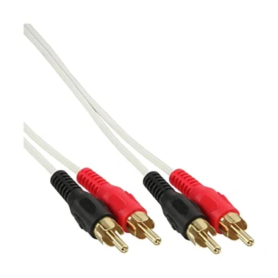 Afbeelding van InLine witte tulp stereo 2RCA kabel met vergulde contacten 10 meter