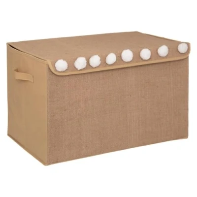 Afbeelding van Atmosphera Kinderkist jute en pompons 36 x 57 cm