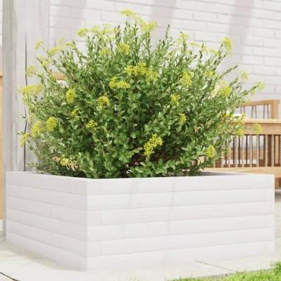 Afbeelding van Plantenbak 60x60x23 cm massief grenenhout wit