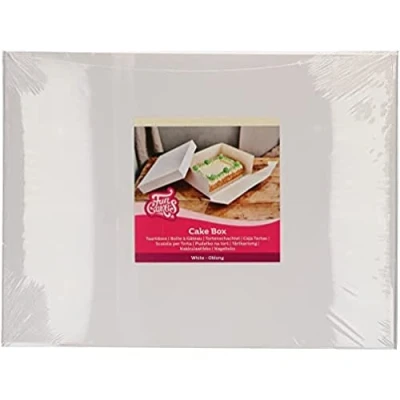 Afbeelding van FunCakes Taartdoos met Zwanenhals en Losse Deksel Rechthoekig Wit 40x30x15 cm 25 Stuks