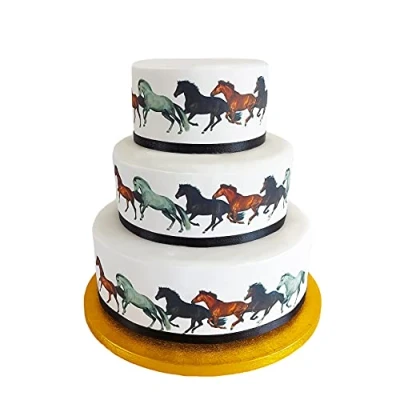 Afbeelding van Eetbaar decoratieblad Galopperend paardenmotief Ideaal voor het versieren van taarten Eenvoudig te gebruiken