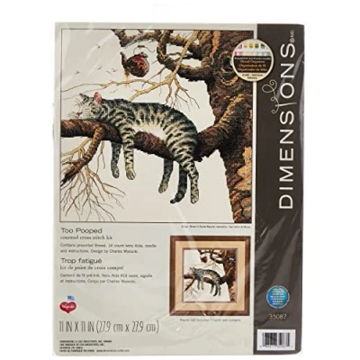 Afbeelding van Dimensions Too Pooped Borduurpakket 28 x cm DIY pakket volwassenen