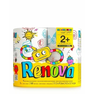 Afbeelding van Renova Kids Friendly Toiletpapier, 3 laags, kindermotief, wit, 4 rollen