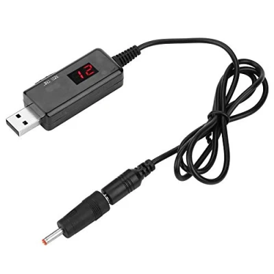 Afbeelding van USB Boost Converterkabel 9V naar 12V DC transformator lijn met led display