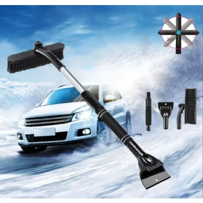 Afbeelding van IJskrabber voor sneeuwborstel, 3 in 1, telescopische krabber auto, afneembare ijsrasp met antislip handgreep vrachtwagen, SUV (zwart)