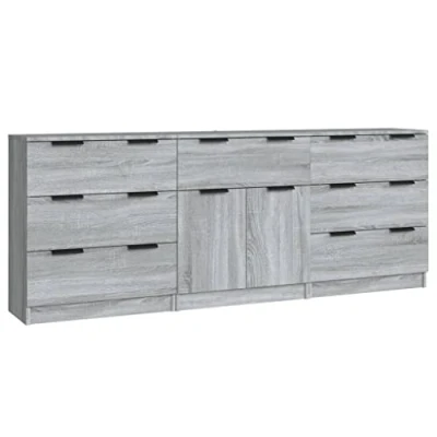 Image de vidaXL Buffets 3 pcs Sonoma gris Bois d&#039;ingénierie3115802