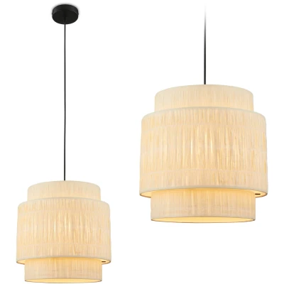 Afbeelding van Papper hanglamp, 1 lamp, natuurlijke kleur, raffia, E27