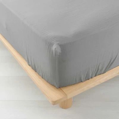 Afbeelding van Szare prześcieradło muślinowe z gumką 140x190 cm Angelia douceur d&#039;intérieur