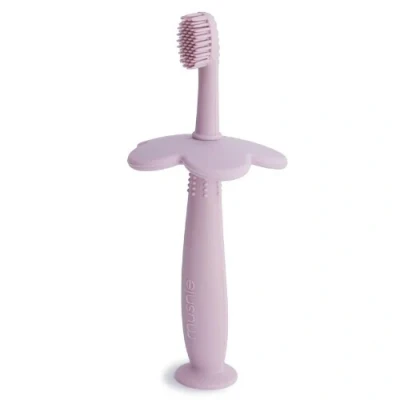 Afbeelding van Mushie siliconen kindertandenborstel bloem soft lilac