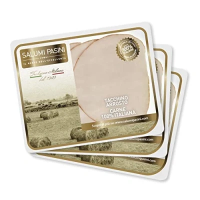 Afbeelding van Arrosto di Tacchino Salumi Pasini® gesneden kalkoenham La Tradizione 3 schalen elk 90 g 100% Italiaans Gluten en lactosevrij