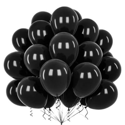 Afbeelding van Teselife 50 stuks zwarte matte latexballonnen van 30,5 cm voor mannen, jongens, verjaardag, huwelijksaanzoek, jubileum, afstuderen, pensioen, verloving, babyshower,