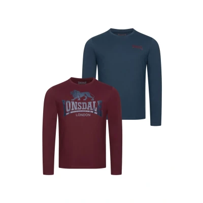 Afbeelding van Lonsdale Normale Passform Doppelpack Ayrshire Longsleeve, Heren, Maat: 5XL, Dark navy oxblood