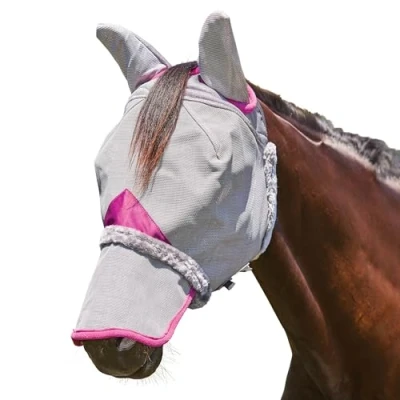 Image de Weatherbeeta Masque Anti Mouches Comfitec Deluxe Durable Mesh avec Oreilles et Nez Gris/VioletVendu par Agradi