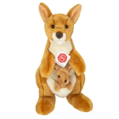 Afbeelding van Hermann Teddy Knuffeldier Kangoeroe met baby zachte pluche stof premium knuffels bruin 30 cm
