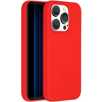 Afbeelding van Accezz Hoesje Geschikt voor iPhone 15 Pro Siliconen Liquid Silicone Backcover Rood