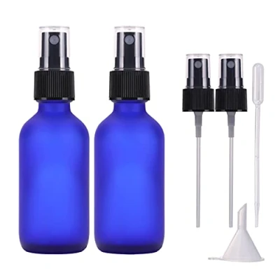 Afbeelding van LIYUABU Set van 2 lege spuitflessen mat glas, 60 ml, kleine verstuivers met fijne nevel, navulbaar, herbruikbaar, voor etherische oliën, haar, aromatherapie, parfum, reiniging