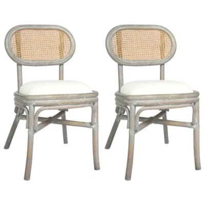 Afbeelding van Eetkamerstoelen 2 st linnen grijs