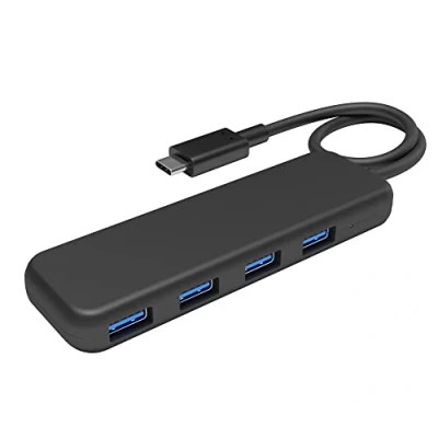 Afbeelding van KabelDirekt USB hub &amp; adapter, C stekker, 4 3.0 poorten (slank formaat, breidt de verbindingsopties uit op pc/laptop/tablet/smartphone, MacBook, SuperSpeed 5 Gbit/s, zwart)