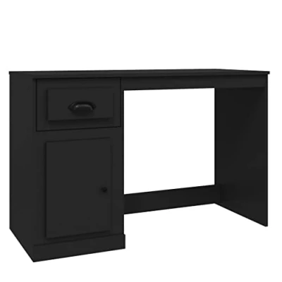 Afbeelding van Bureau met lade 115x50x75 cm bewerkt hout zwart