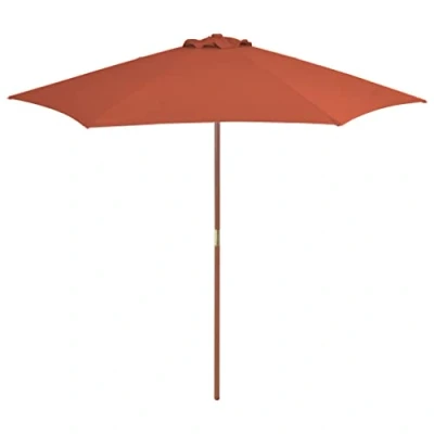Afbeelding van Parasol met houten paal 270 cm terracotta